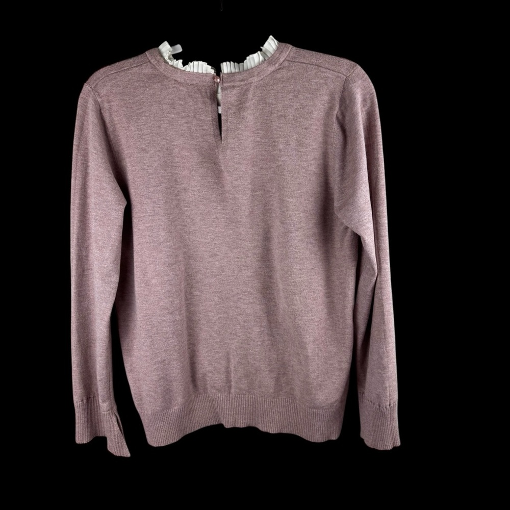 Vila Milano Wool Blend Sweater Size XL Lavender Pleated‎ Ruffle Collar Cuffs - Picture 2 of 13